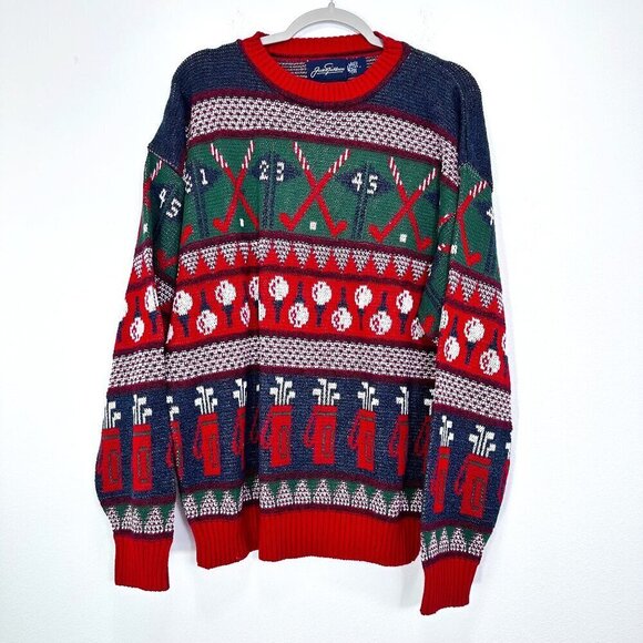 Vintage Jack Nicklaus Golf Sweater Graphic Knit Mens Size Large - Picture 1 of 3